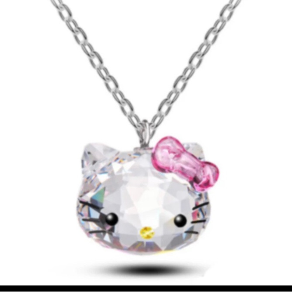 925 hello kitty pendant clear Swarovski crystal necklace